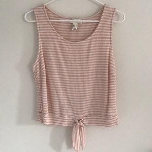 Pink/White Striped Cropped Tank